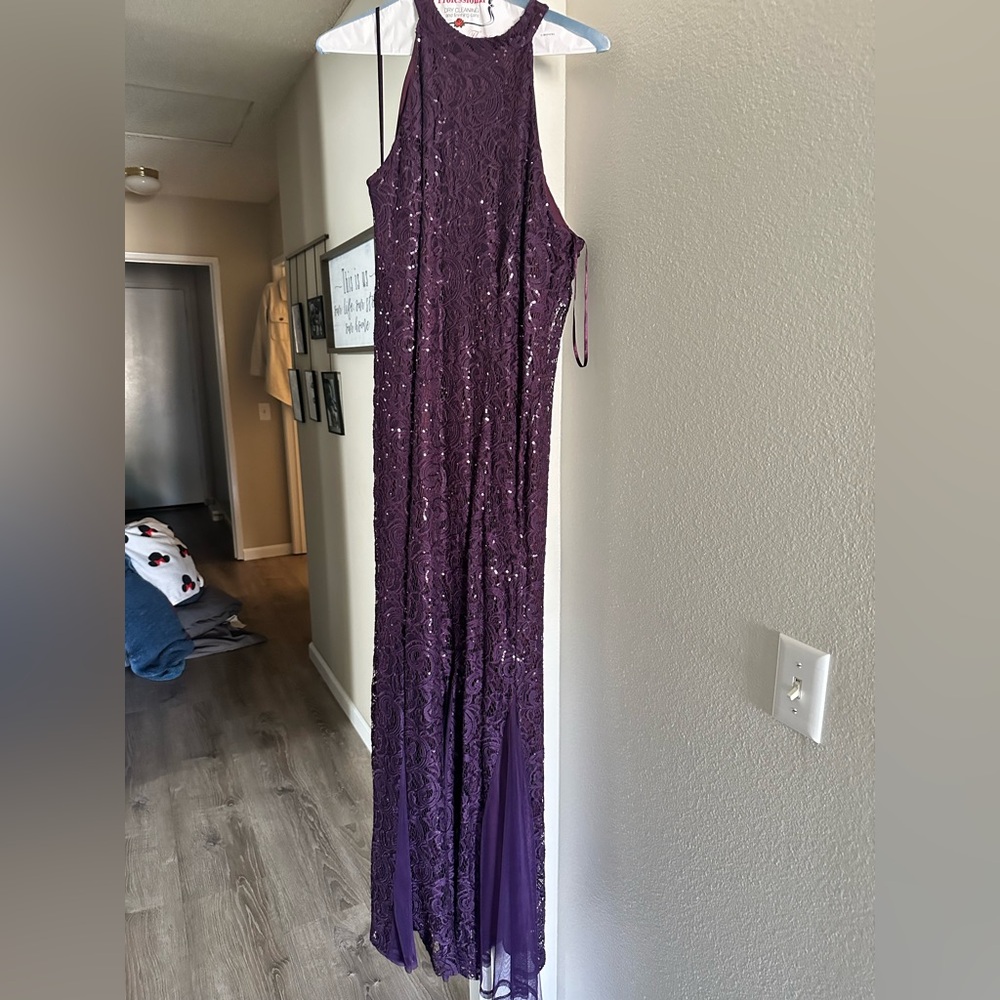 Elegant Purple Lace Evening Gown